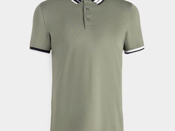 G/FORE Contrast Striped Collar Tech Jersey Banded Sleeve Pikee Isle